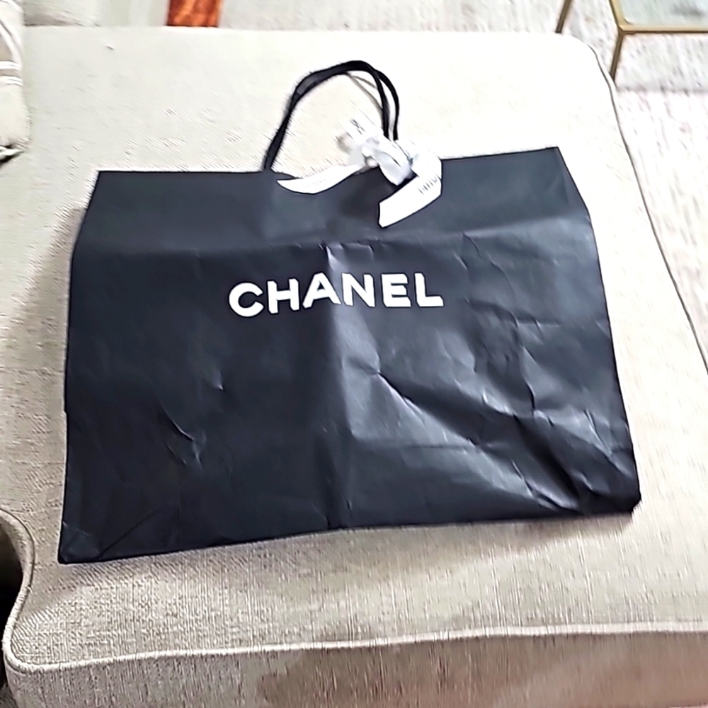 Channel Shopping Bag Large Black Authentic Original